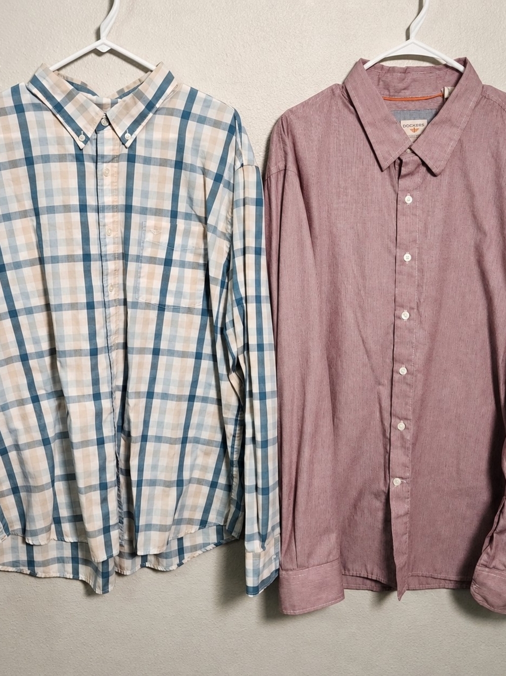 2 Shit Bundle - Dockers Men’s 2XL Long Sleeve Button Up Plaid Stripe